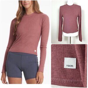 Vuori Long Sleeve Mudra Fitted Tee T-Shirt Women's Size XL Rosewood Heather Pink